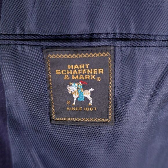 Hart Schaffner Marx Blue Wool 2 Button Blazer 42R Portly - Picture 9 of 13